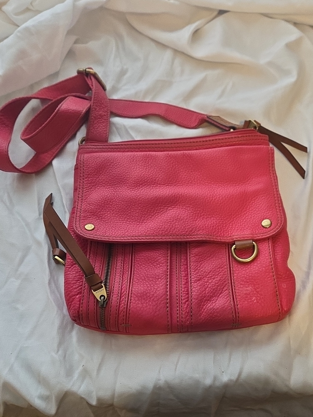 Fossil Pink Crossbody Bag - Brand: